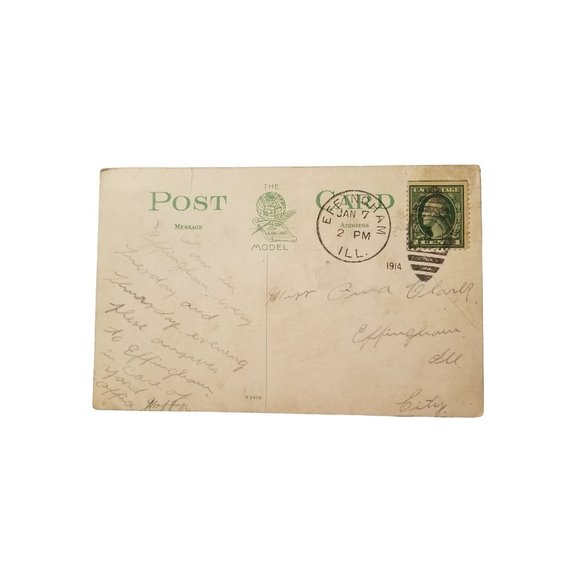 RPPC Indiana Location Vintage Ohio Street Boulevard Terre Haute 1c Stamp 1914 - Picture 5 of 8